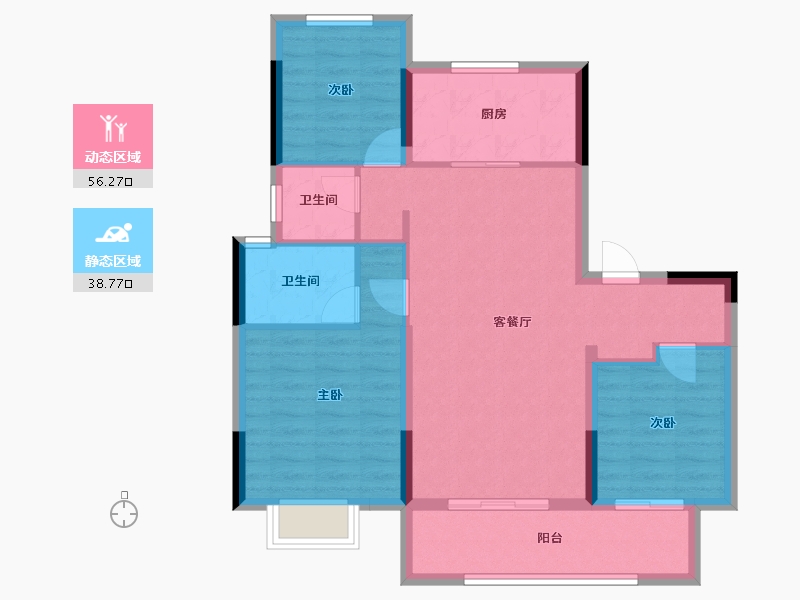 浙江省-宁波市-四季珑玥华府-85.40-户型库-动静分区