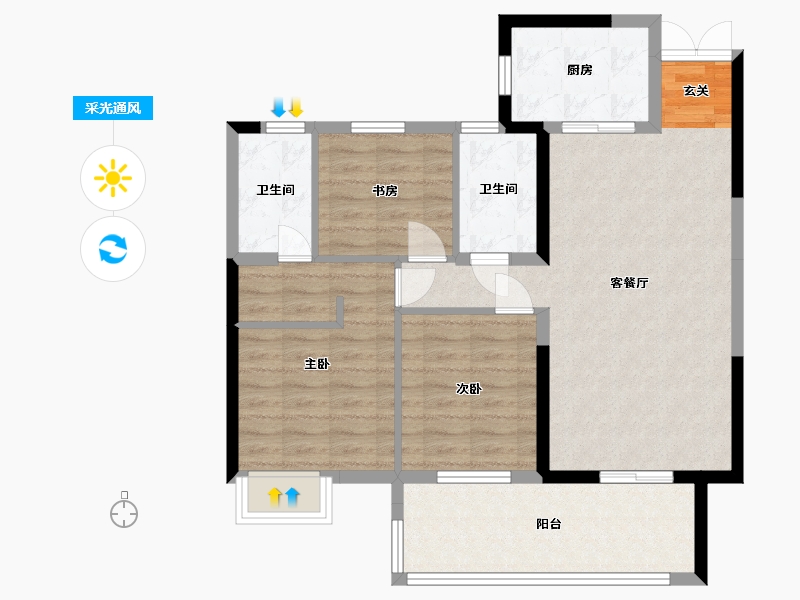 湖北省-宜昌市-铂悦府-87.00-户型库-采光通风