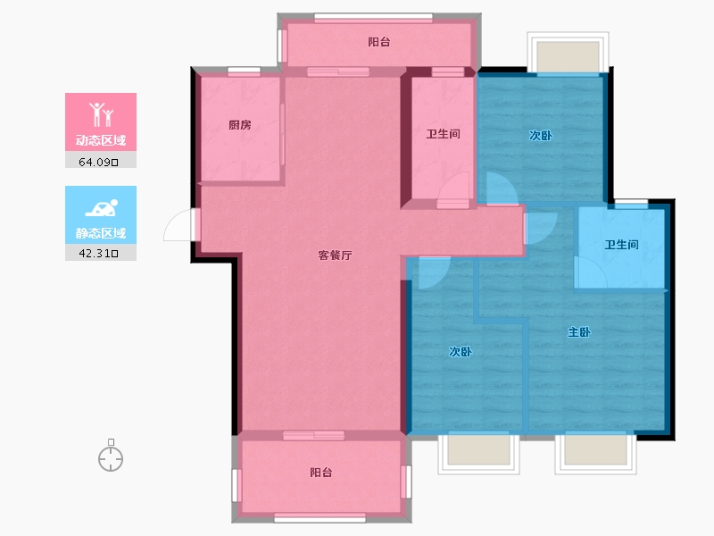 湖南省-衡阳市-银泰红城-95.42-户型库-动静分区