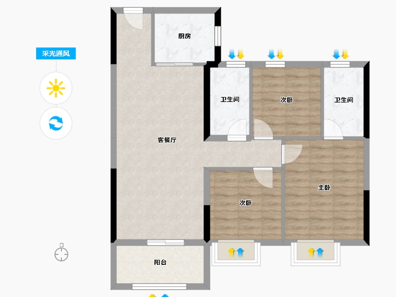 湖北省-咸宁市-碧桂园翡翠湾-81.71-户型库-采光通风