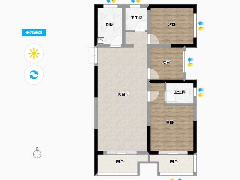 河南省-郑州市-永威南樾三期禧苑一号楼-81.34-户型库-采光通风