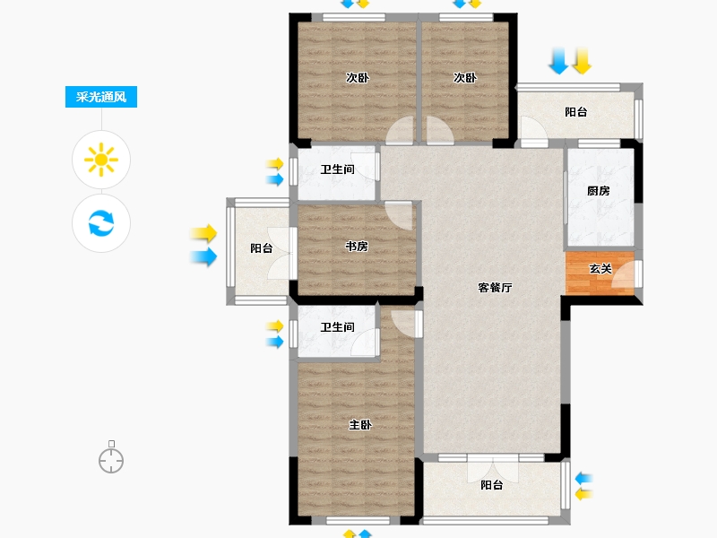 湖北省-咸宁市-畔山林语-114.59-户型库-采光通风