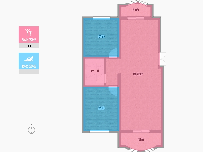 黑龙江省-齐齐哈尔市-中冶滨江半岛-72.84-户型库-动静分区