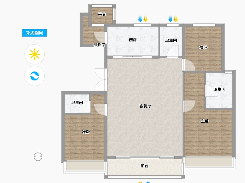 浙江省-杭州市-金科博翠府-139.01-户型库-采光通风