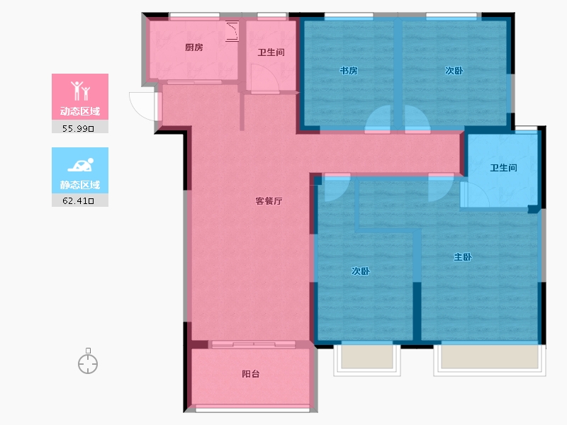 安徽省-宿州市-书香门第-104.96-户型库-动静分区