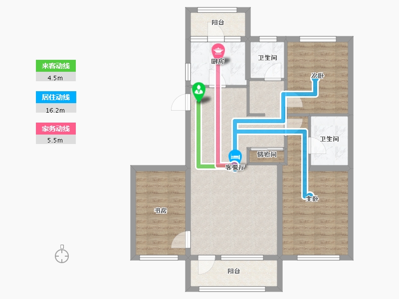 辽宁省-朝阳市-宏运・凤凰新城二期-86.66-户型库-动静线