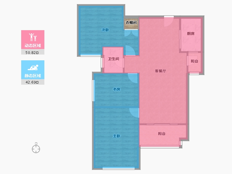 广东省-珠海市-仁恒滨海中心-86.64-户型库-动静分区