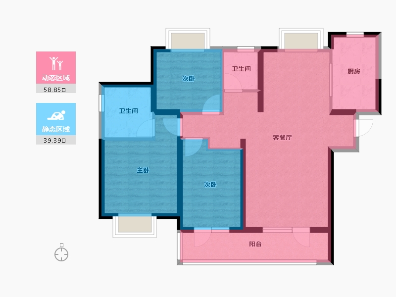 湖北省-武汉市-融创观澜壹号-87.14-户型库-动静分区