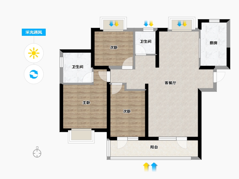 湖北省-武汉市-融创观澜壹号-87.14-户型库-采光通风