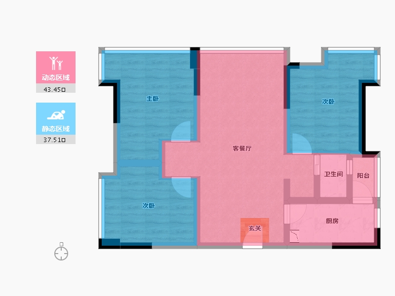 四川省-成都市-保利狮子湖红杉郡-70.81-户型库-动静分区