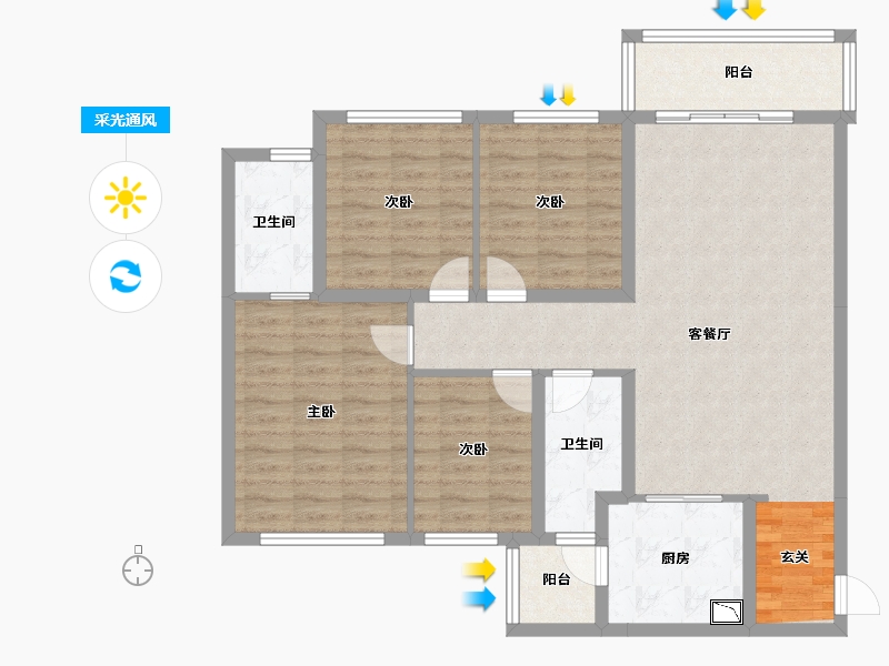 四川省-成都市-保利时代-105.41-户型库-采光通风