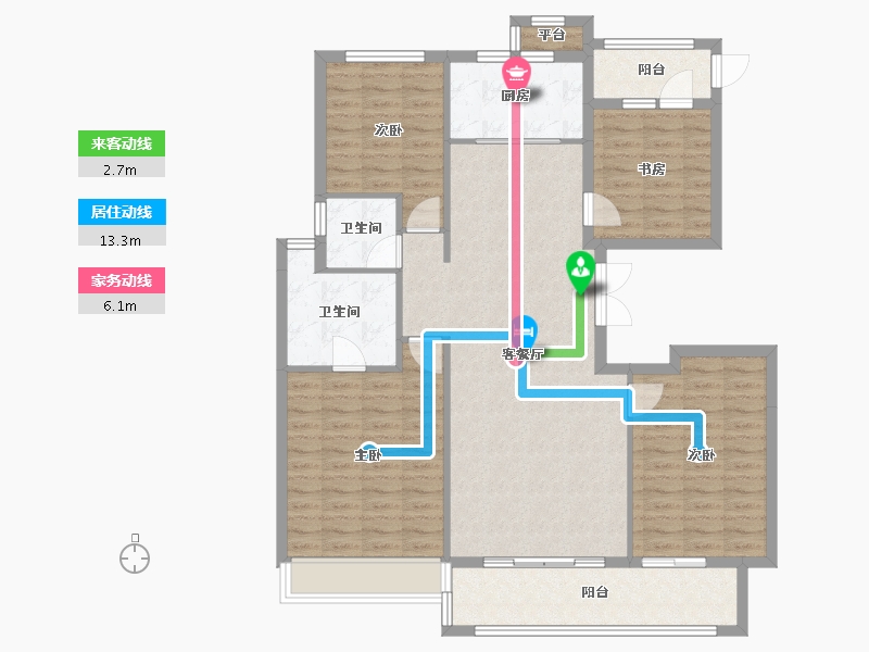 浙江省-杭州市-未来科技城 华夏世纪-119.96-户型库-动静线