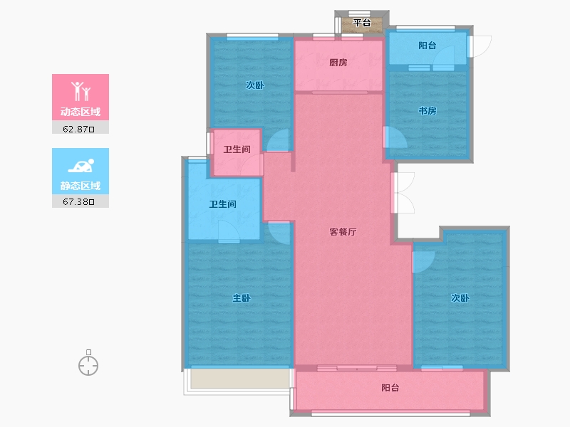 浙江省-杭州市-未来科技城 华夏世纪-119.96-户型库-动静分区