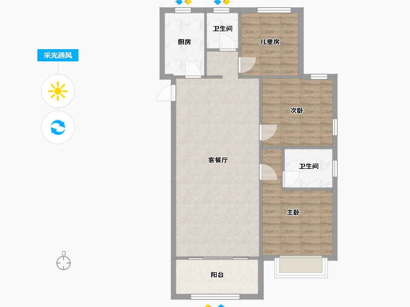 山东省-济宁市-中垠・悦城-88.80-户型库-采光通风