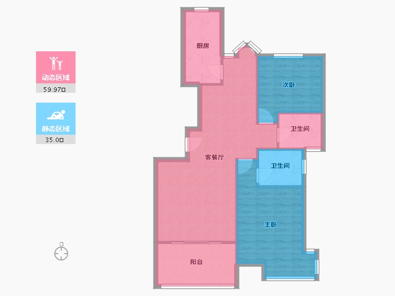 上海-上海市-菱翔苑-86.48-户型库-动静分区