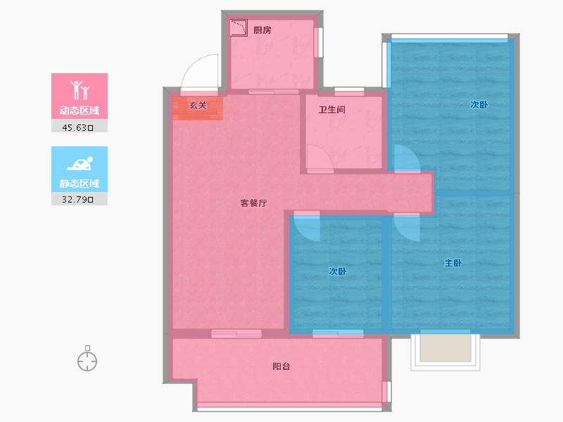 安徽省-合肥市-中梁力高云湖印-69.60-户型库-动静分区