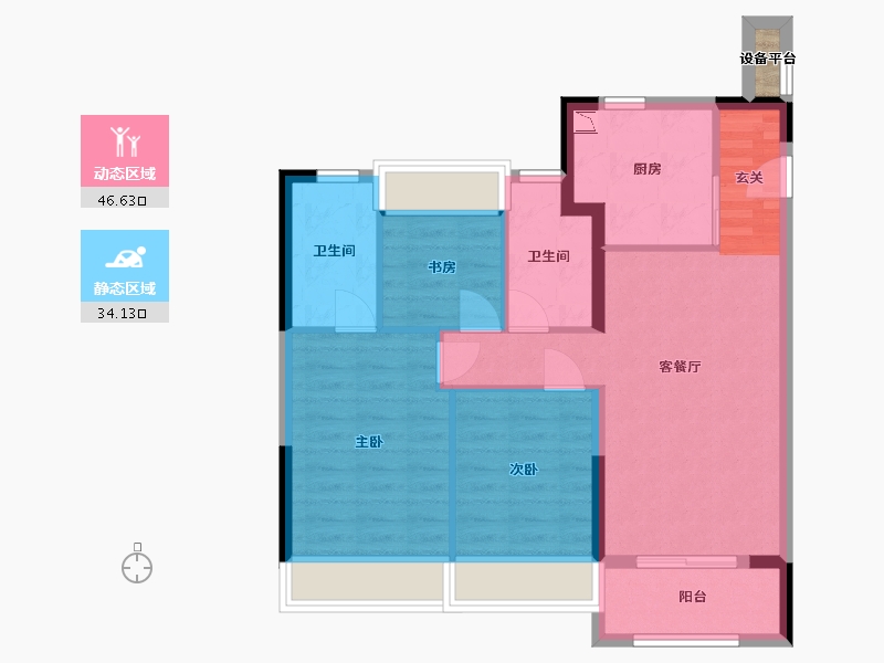 上海-上海市-四季都会-72.55-户型库-动静分区