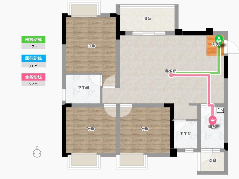 四川省-成都市-王府花园御锦苑-89.26-户型库-动静线