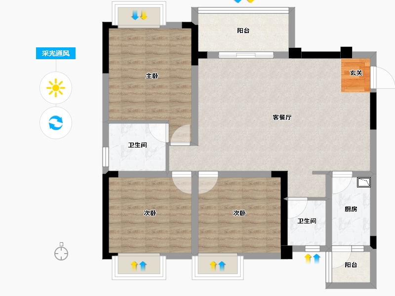 四川省-成都市-王府花园御锦苑-89.26-户型库-采光通风