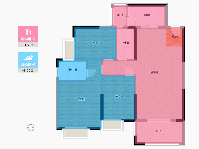 广东省-湛江市-碧海金岸花园-91.83-户型库-动静分区