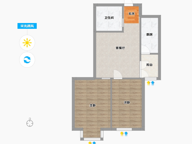 北京-北京市-新新天第-59.76-户型库-采光通风