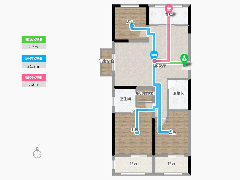 浙江省-宁波市-东麟府-93.25-户型库-动静线