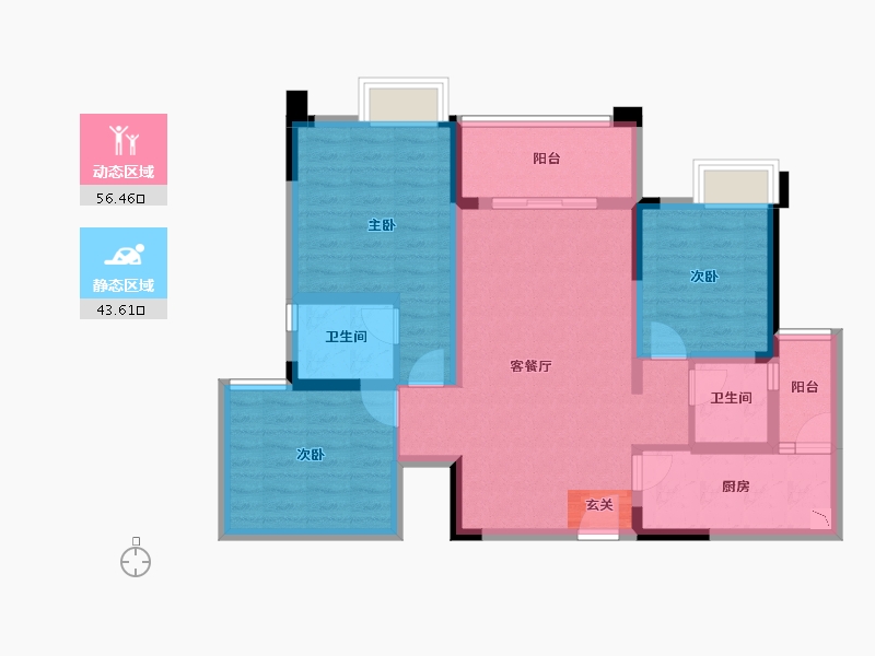 四川省-成都市-王府花园御锦苑-88.33-户型库-动静分区