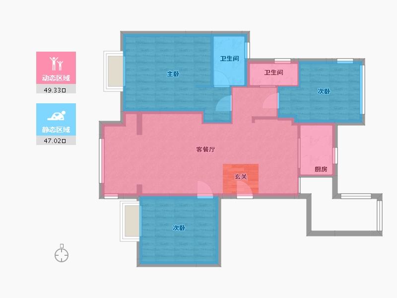 江苏省-苏州市-悦未来朗庭-86.62-户型库-动静分区