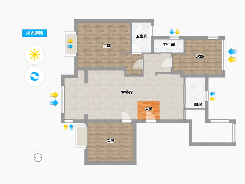 江苏省-苏州市-悦未来朗庭-86.62-户型库-采光通风