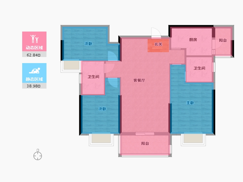 广东省-惠州市-海伦堡东江悦-91.32-户型库-动静分区