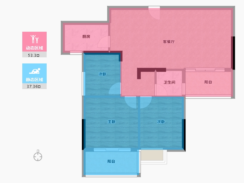 湖南省-郴州市-和达御龙俯-81.95-户型库-动静分区