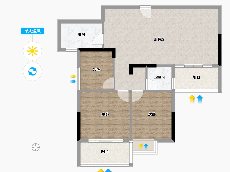 湖南省-郴州市-和达御龙俯-81.95-户型库-采光通风