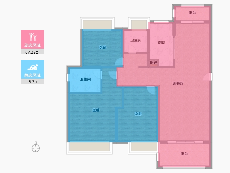 湖北省-武汉市-龙湖 东湖高新・春江郦城-103.99-户型库-动静分区