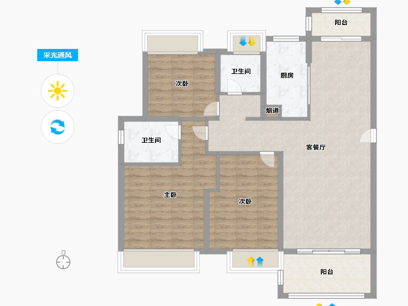 湖北省-武汉市-龙湖 东湖高新・春江郦城-103.99-户型库-采光通风