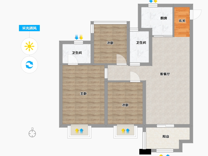 安徽省-合肥市-信达华宇锦绣龙川-79.00-户型库-采光通风