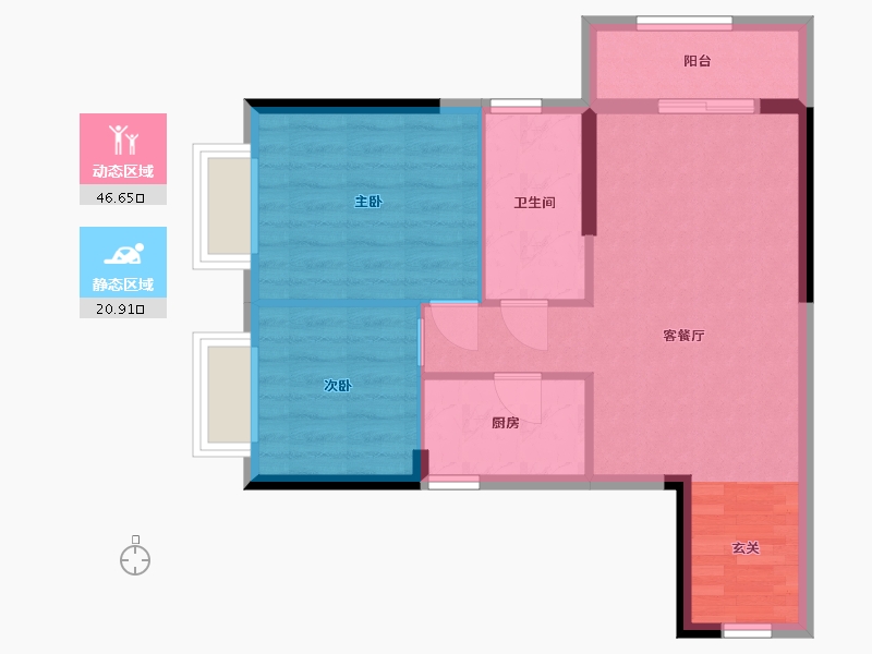 湖北省-武汉市-顶�L国际城・星耀-60.58-户型库-动静分区