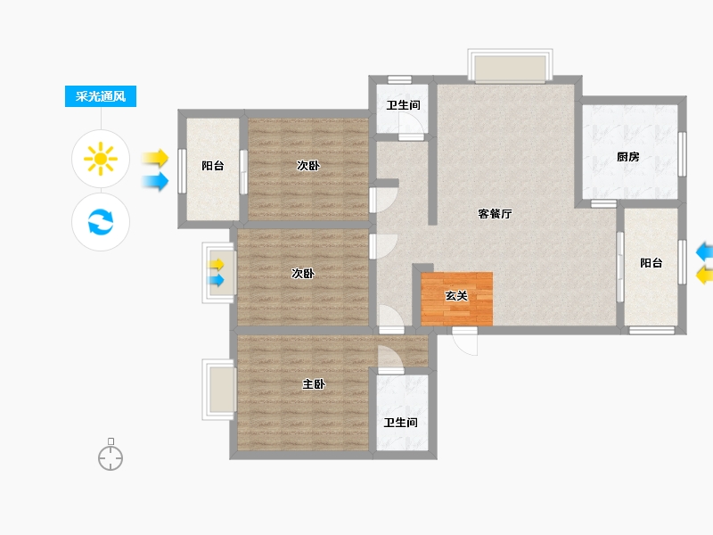 山东省-聊城市-墩台王-115.34-户型库-采光通风