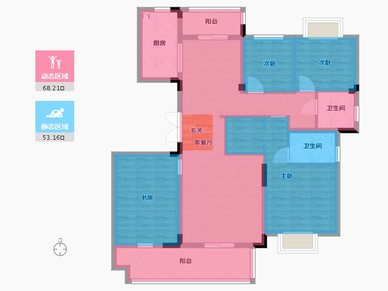 湖北省-武汉市-北辰孔雀城航天府-107.85-户型库-动静分区