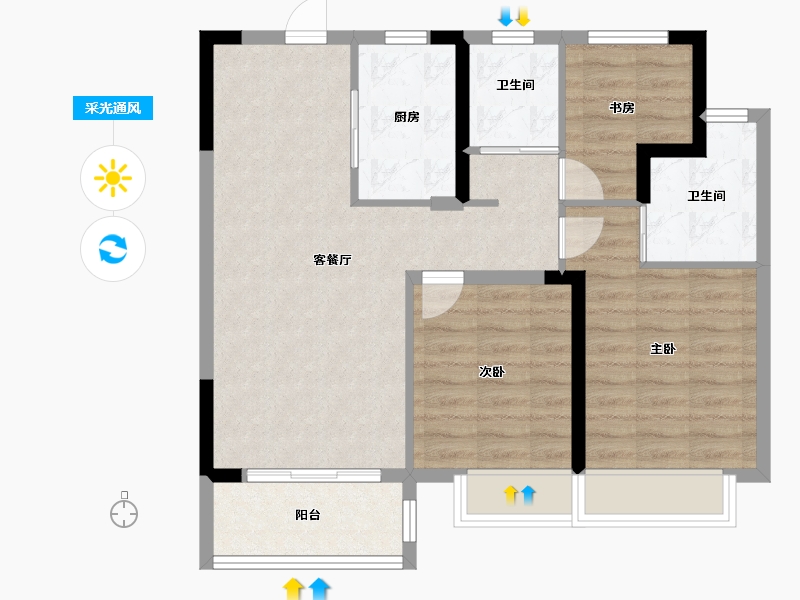 湖北省-武汉市-江悦�m园-77.60-户型库-采光通风