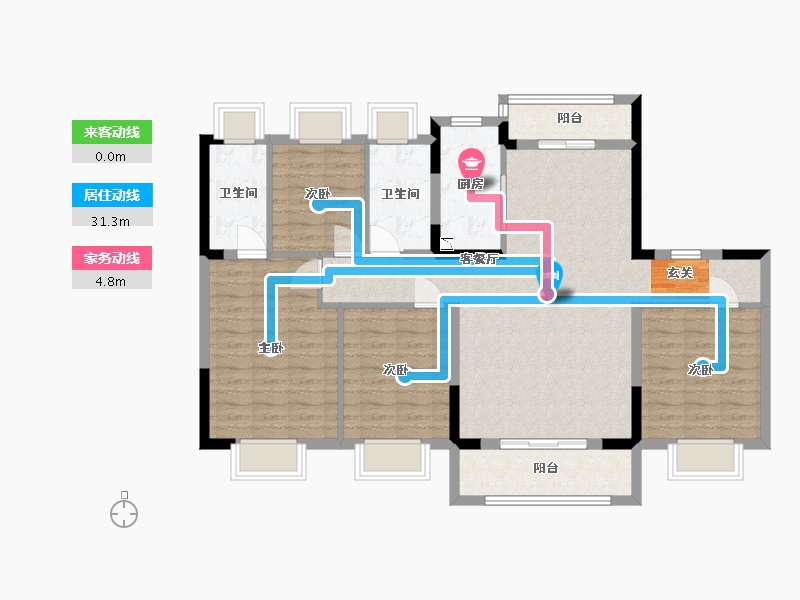 湖北省-武汉市-碧桂园十里春风-107.95-户型库-动静线