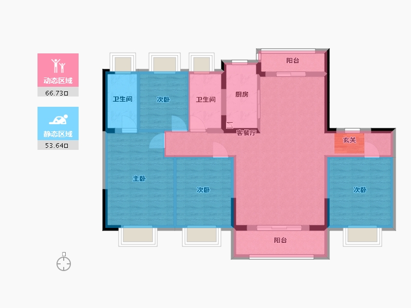 湖北省-武汉市-碧桂园十里春风-107.95-户型库-动静分区