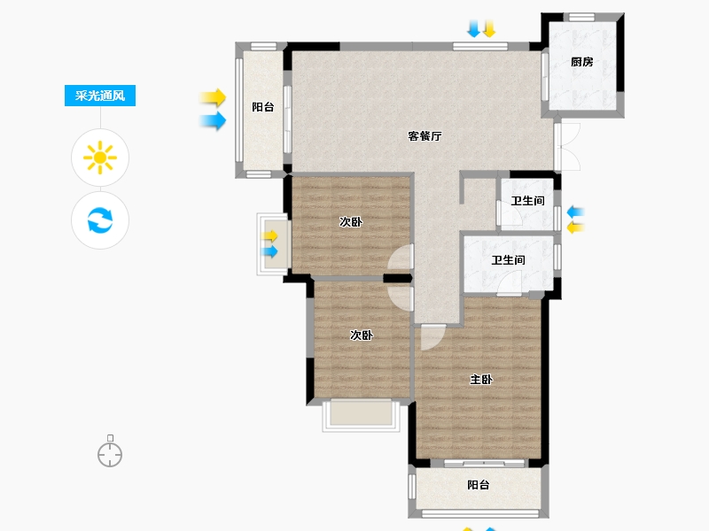 湖北省-武汉市-中建壹品澜荟-109.12-户型库-采光通风