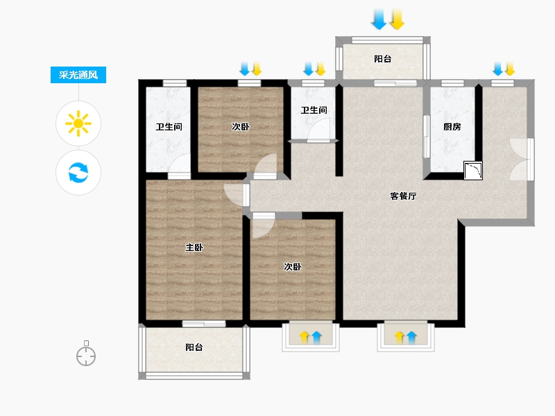 陕西省-宝鸡市-万晟荣曜景城-100.29-户型库-采光通风