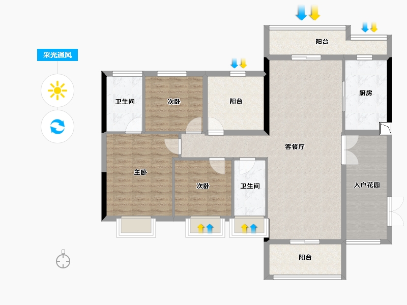 广西壮族自治区-梧州市-富城·爱琴海-119.39-户型库-采光通风