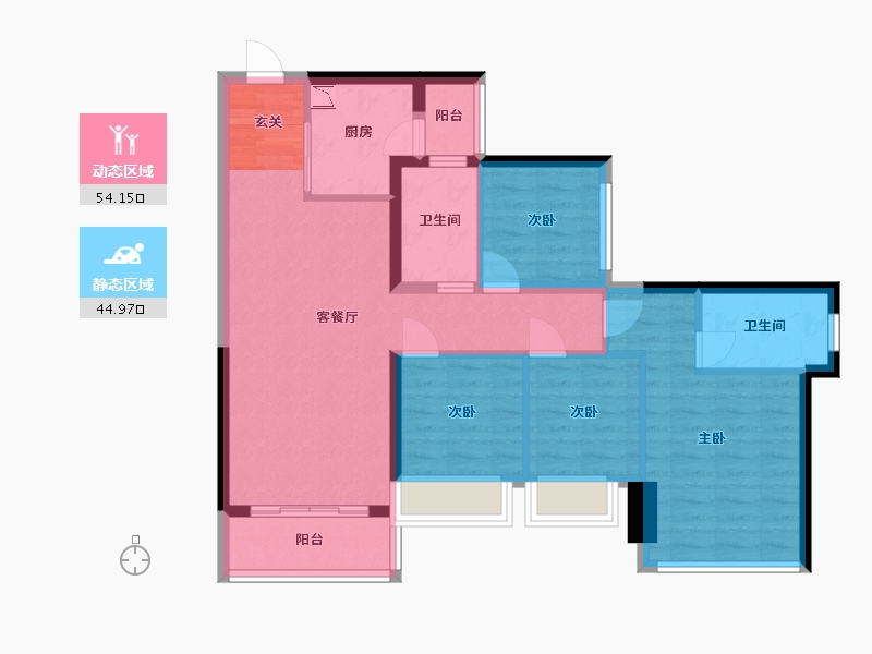 广东省-佛山市-龙光・天阙-87.85-户型库-动静分区