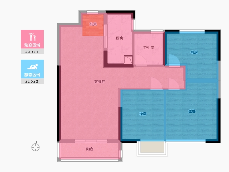 广东省-佛山市-国瑞华庭-71.67-户型库-动静分区