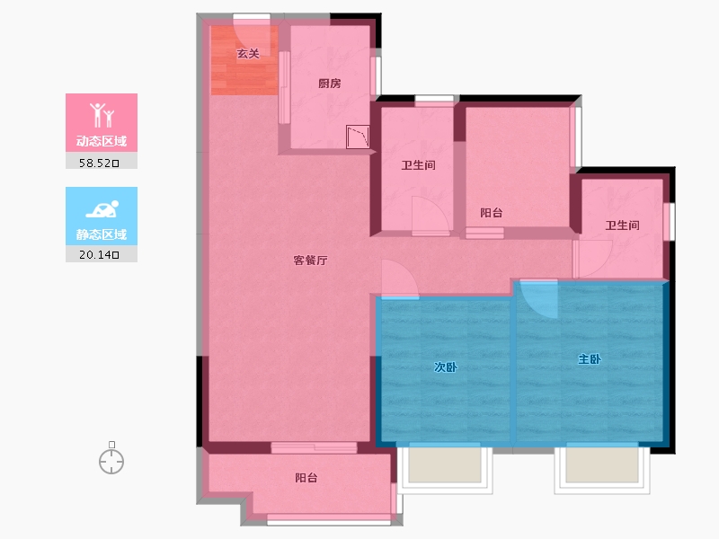 广东省-佛山市-融创滨江粤府-69.23-户型库-动静分区