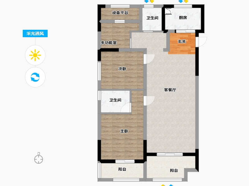 上海-上海市-悦湖名城-88.80-户型库-采光通风