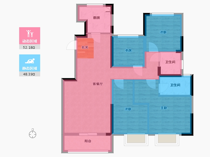 江苏省-苏州市-龙光玖誉湾花园-88.79-户型库-动静分区