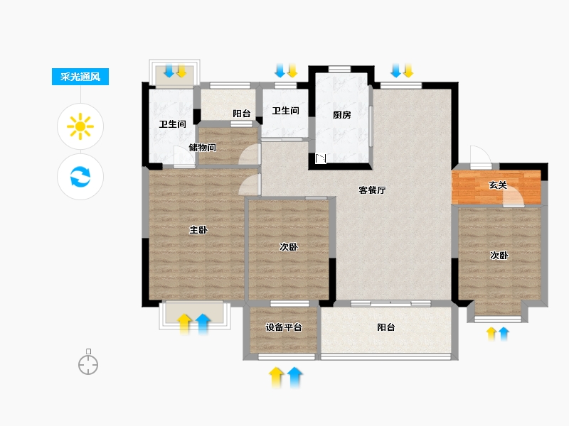 上海-上海市-碧桂园中南海上传奇-114.40-户型库-采光通风